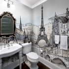 Miniatura fototapety Rysunek Paryża we wnętrzu łazienki