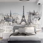 Miniatura fototapety Rysunek Paryża we wnętrzu sypialni