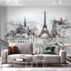 Miniatura fototapety Rysunek Paryża we wnętrzu salonu