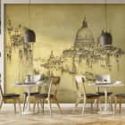 Miniatura fototapety Rysunek Wenecji we wnętrzu kawiarni
