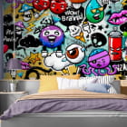 Miniatura fototapety Rysunek graffiti we wnętrzu pokoju nastolatka