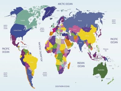 Fototapeta Kolorowa mapa świata