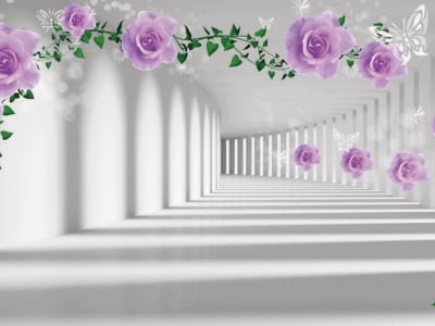 Fototapeta Fioletowe róże w korytarzu