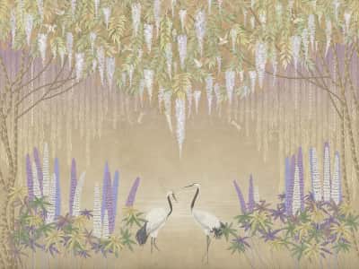 Fototapeta Żurawie w ogrodzie wisterii