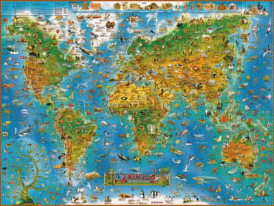 Fototapeta Cudowna mapa świata dla dzieci