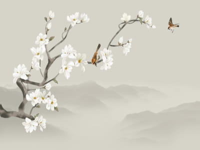 Fototapeta Kwitnąca magnolia w górach
