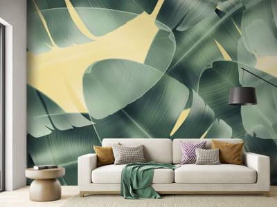 Fototapeta Liście na żółtym tle - mojatapeta.pl