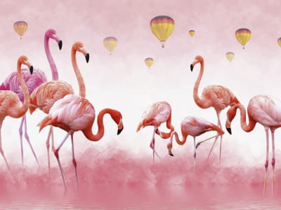 Fototapeta Flamingi w mglistej mgle