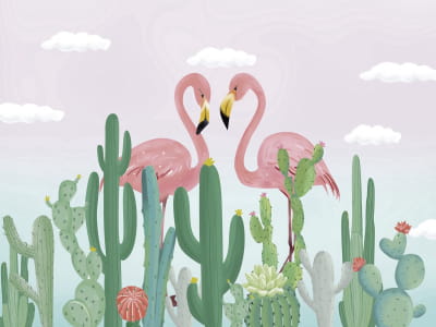 Fototapeta Flamingi w kaktusach