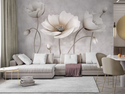 Fototapeta Białe maki 3D - mojatapeta.pl Fototapeta Białe maki 3D - mojatapeta.pl