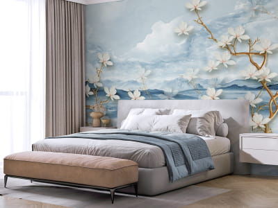 Fototapeta Kwitnąca biała magnolia 3D - mojatapeta.pl Fototapeta Kwitnąca biała magnolia 3D - mojatapeta.pl