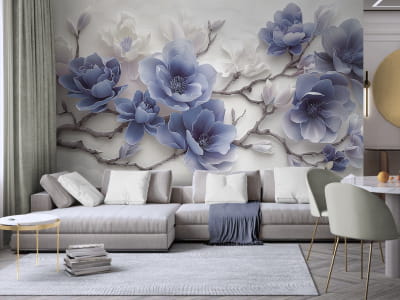 Fototapeta Niebieskie kwiaty magnolii - mojatapeta.pl