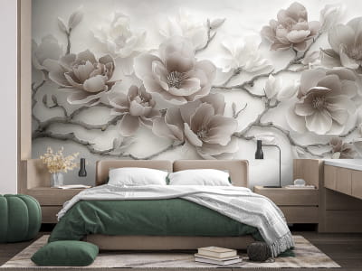 Fototapeta Delikatne kwiaty magnolii 3D