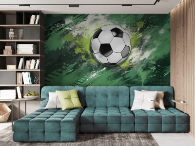 Fototapeta Piłka nożna na zielonym tle