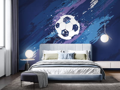 Fototapeta Piłka nożna na niebieskim tle