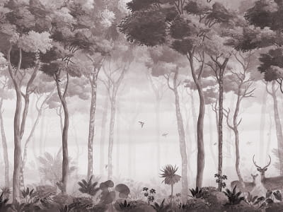 Fototapeta Mglisty krajobraz leśny