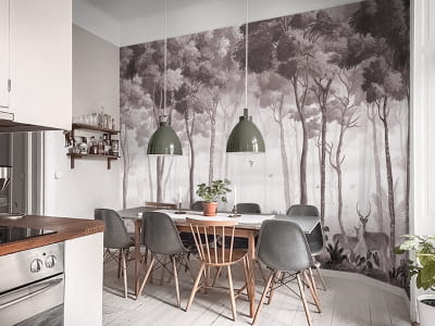 Fototapeta Mglisty krajobraz leśny