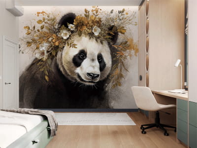 Fototapeta Panda w kwiatach - mojatapeta.pl