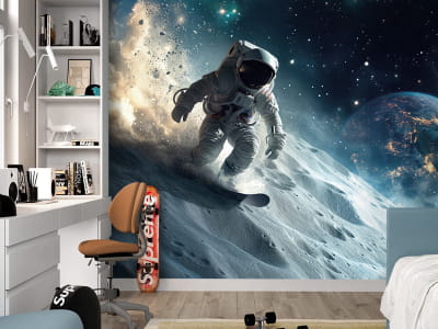 Fototapeta Astronauta na snowboardzie