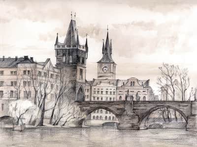 Fototapeta Most w Pradze rysunek