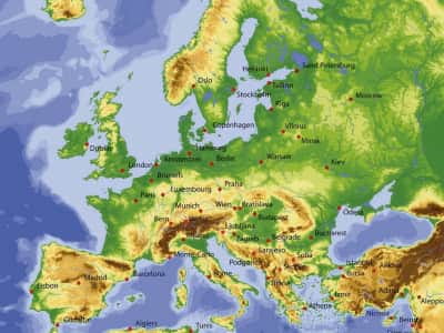 Fototapeta Mapa geograficzna Europy