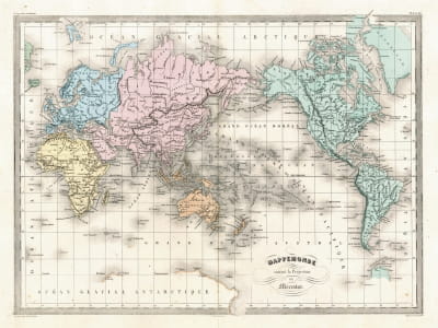 Fototapeta Mapa świata, grawerowanie
