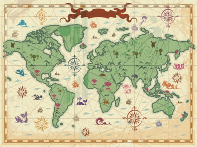 Fototapeta Zielona mapa świata
