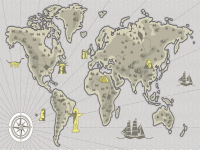 Fototapeta Mapa świata, rysunek