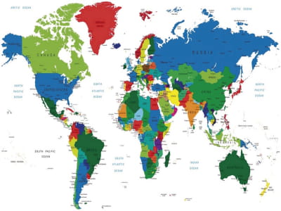 Fototapeta Kolorowa mapa polityczna