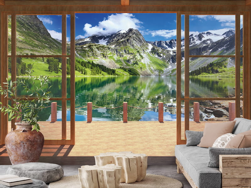 Fototapeta Górskie Jezioro we wnętrzu salonu