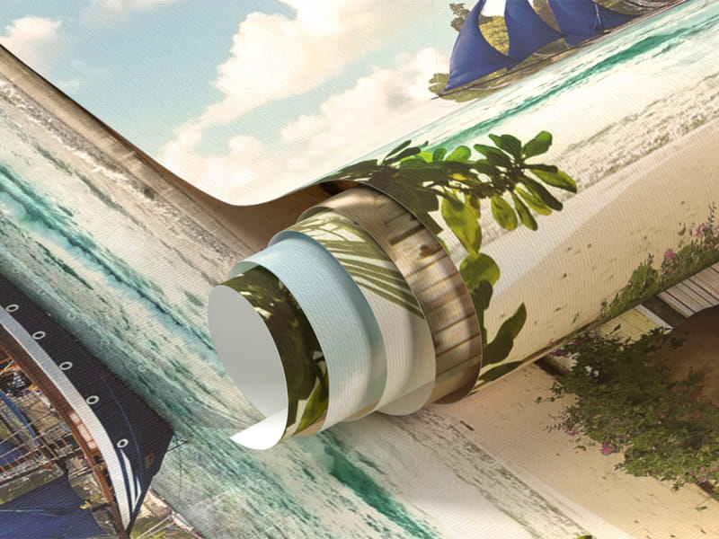 Fototapeta Statek z niebieskimi żaglami fragment #1