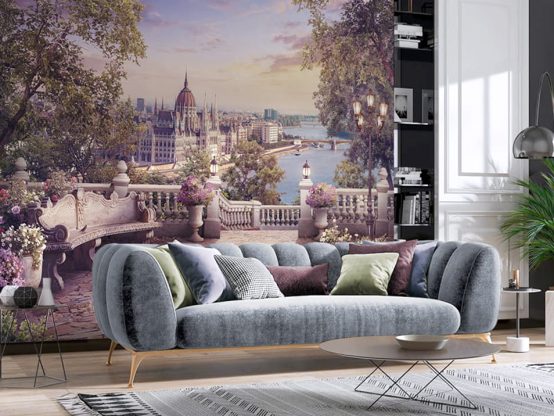 Fototapeta Panorama Budapesztu we wnętrzu salonu