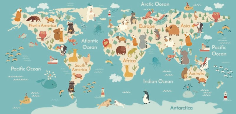 Fototapeta Duża dziecięca mapa świata