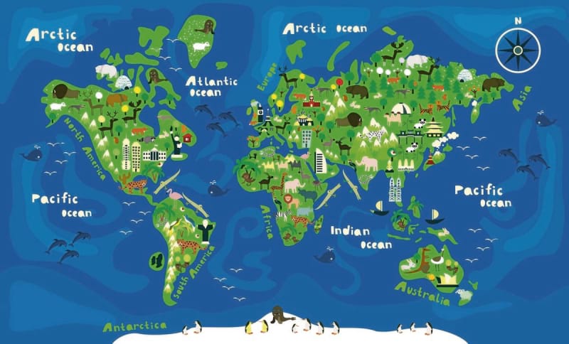 Fototapeta Mapa geograficzna dla dzieci