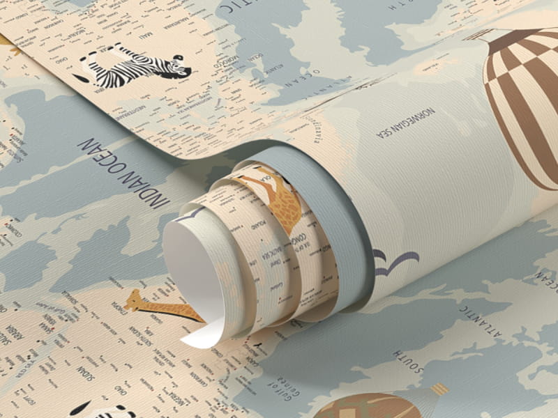 Fototapeta Mapa świata ze zwierzętami fragment #1