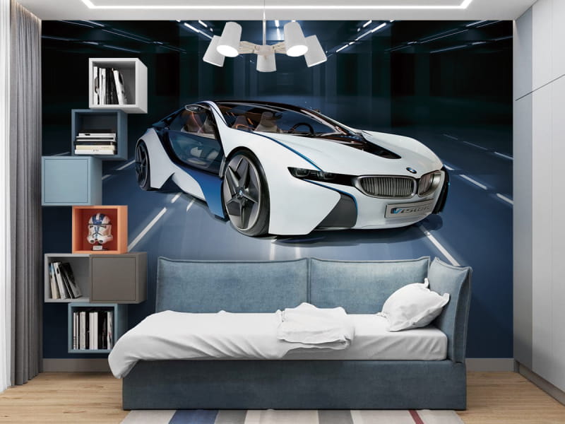 Fototapeta Samochód BMW we wnętrzu pokoju nastolatka