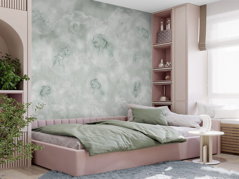 Fototapeta Ryby w szmaragdowym morzu we wnętrzu pokoju nastolatka