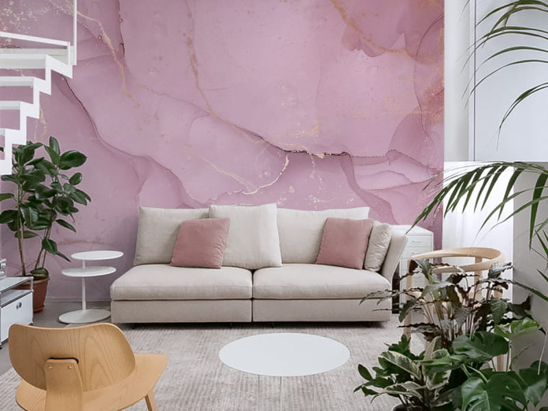 Fototapeta Luksusowy różowy marmur we wnętrzu salonu
