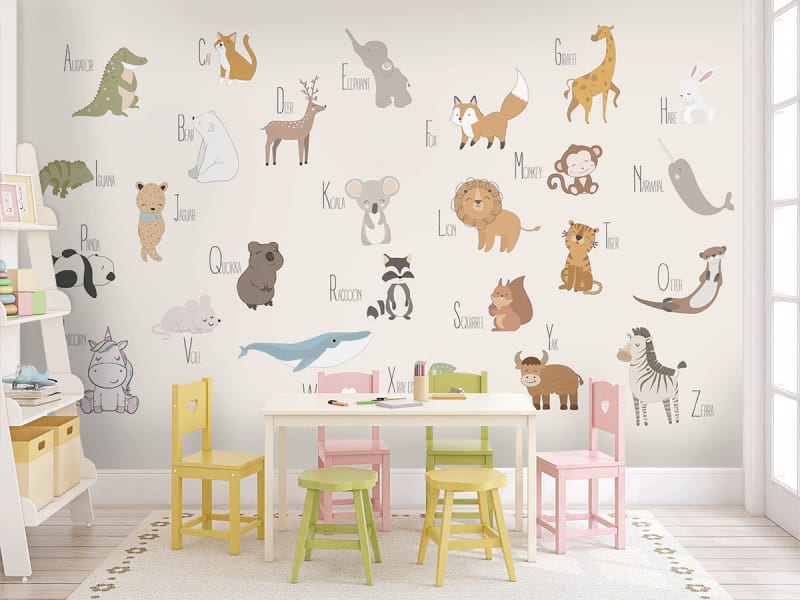 Fototapeta Alfabet zwierząt we wnętrzu pokoju dziecka