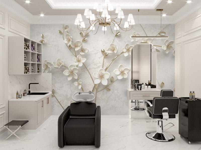 Fototapeta Kwitnące drzewo 3D we wnętrzu przedpokoju