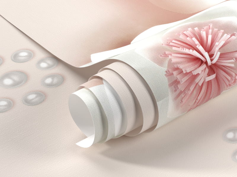 Fototapeta Kwiaty w różowe wstążki fragment #1