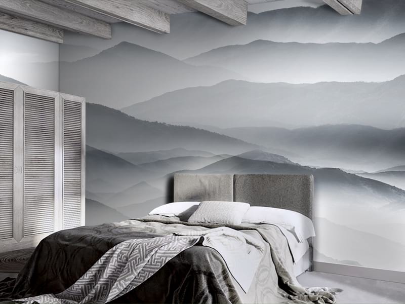 Fototapeta Doliny górskie we wnętrzu sypialni