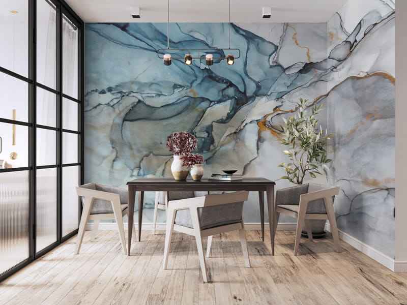 Fototapeta Jasnoniebieski atrament we wnętrzu kuchni