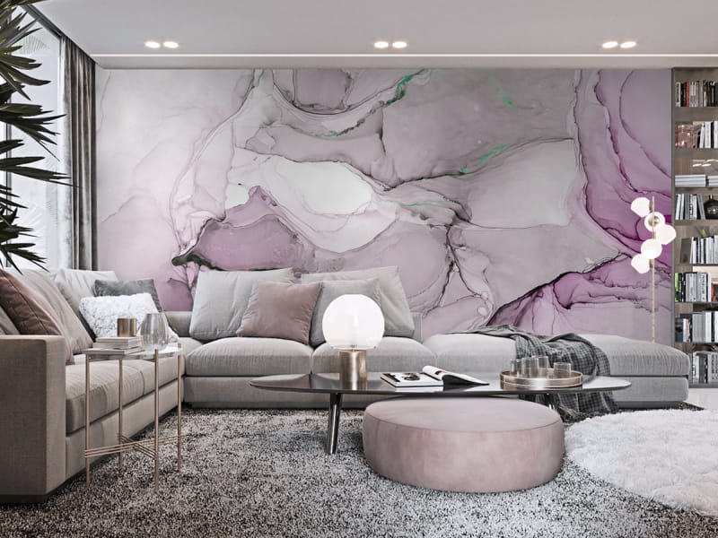 Fototapeta Liliowy akwarela we wnętrzu salonu