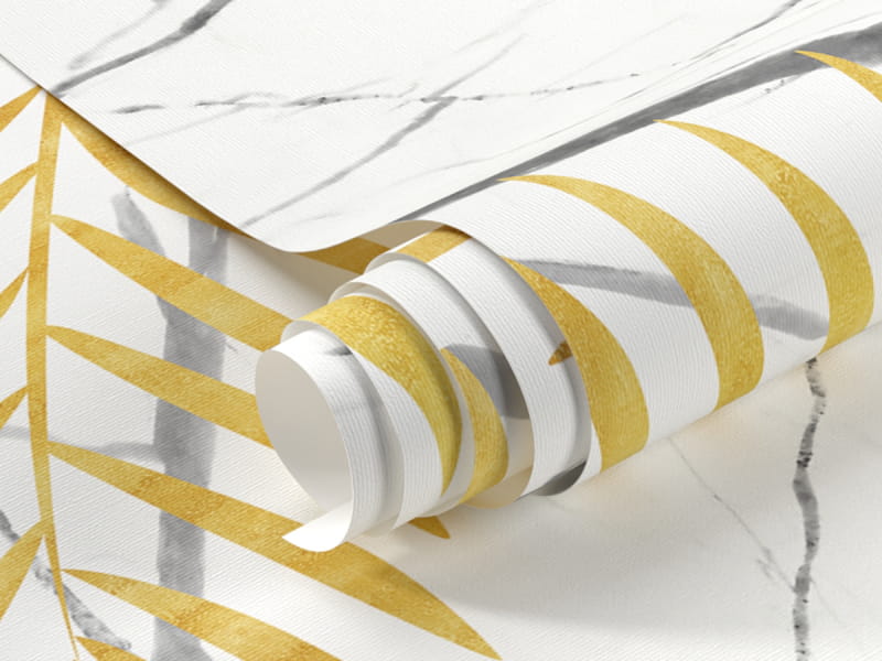 Fototapeta Złote liście na marmurze fragment #1