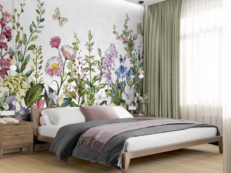 Fototapeta Wiosenne przebudzenie we wnętrzu sypialni