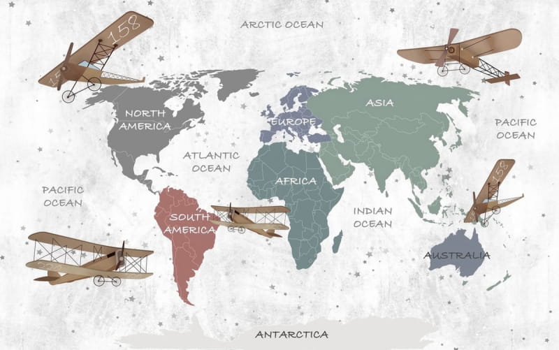 Fototapeta Mapa z samolotami