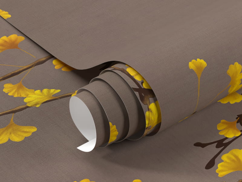 Fototapeta Złote liście i ptaki fragment #1