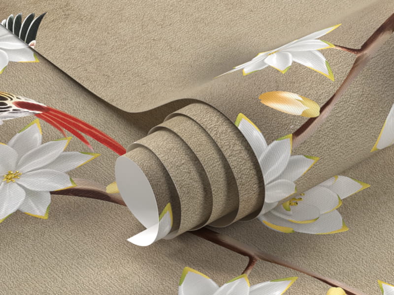 Fototapeta Kwitnąca gałąź i ptaki 3D fragment #1