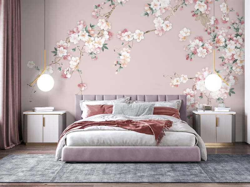 Fototapeta Romantyczny rozkwit we wnętrzu sypialni